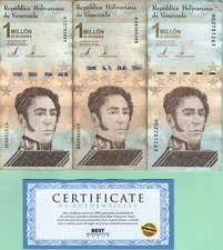 Venezuela 1 Million Bolivar Soberano, 2020 CIRCULATED X 3 PCS Bundle USA SELLER