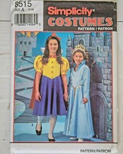 NEW SIMPLICITY 8515 Girls 7-14 Pattern Snow White Princess Aurora Dress Costume