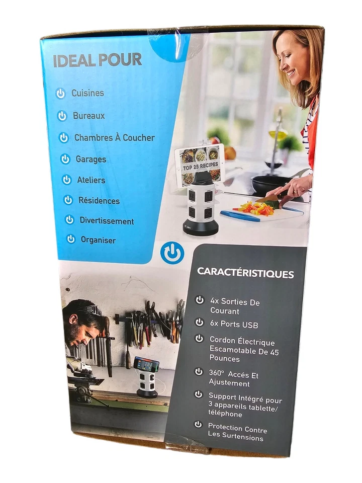 Bell & Howell Deluxe Spin Power Charging Station | 4 AC & 6 USB Outlets | NEW - Image 4 of 4