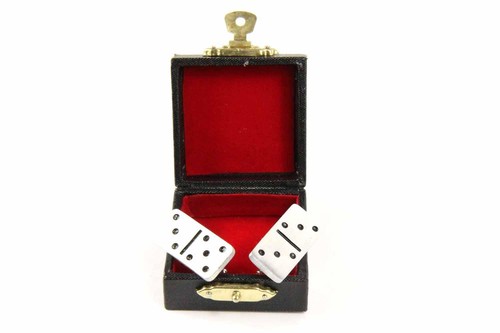 Domino Cufflinks Miniblings Buttons + Box Game Tile Domino Stone - Picture 2 of 6