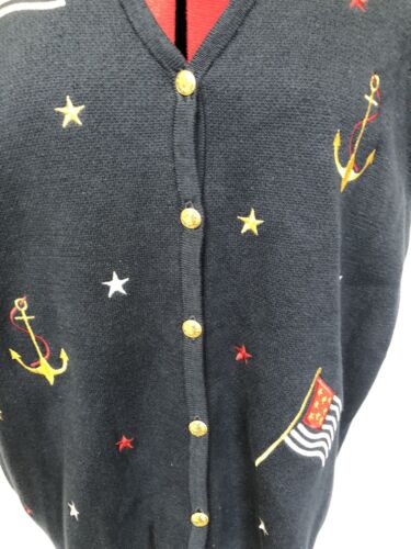 CROFT & BARROW Patriotic American Flag Blue Nautical Knit Sweater Vest Sz XL-310 - Picture 2 of 8