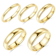 14K Yellow Gold 2mm 3mm 4mm 5mm 6mm Comfort Fit Men Women Milgrain Wedding Band
