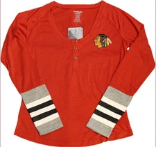 Chicago Blackhawks Ladies Long Sleeve Jersey Striped Henley 