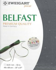 Precut Zweigart Belfast Sparkle 32 count Dark Grey/ Printed Metallic Silver 3...