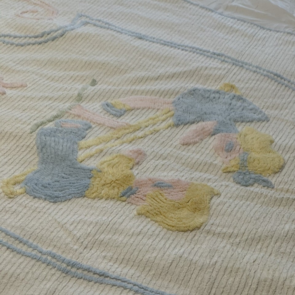 Vintage Antique 41” x 64” Chenille Blanket Baby Crib Boy Girl Teeter