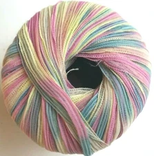 FFF Filati FF GRIF #308 Spring Pastel Pink Blue Yellow Purple Ribbon Yarn Skein 