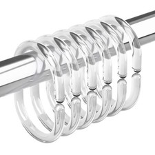 Plastic Shower Curtain Rings, Shower Curtain Hooks, 24 Pcs C Shaped Shower Hooks