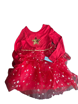 NWT Cat & Jack Dress Red Gold Sequin Star Christmas Girls L 10/12 PLUS |  eBay