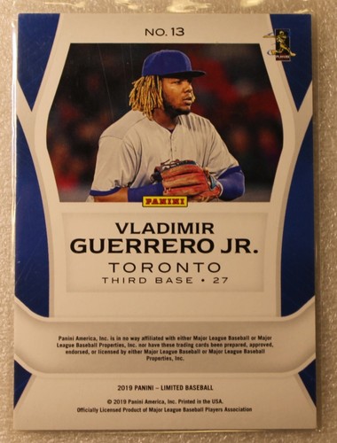 2019 Panini Limited RC SP 010/199 Vladimir Guerrero JR. #13, Nice Low Serial # - Picture 2 of 2