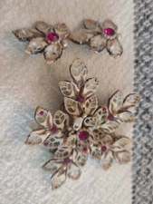 Vintage Seashell Flowers Pin Brooch Leverback Earrings Handmade Creations