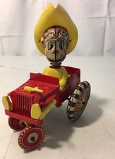 Vintage Marx Windup Tin Toy Sheriff Sam Marx Cowboy Jeep Original 50  s