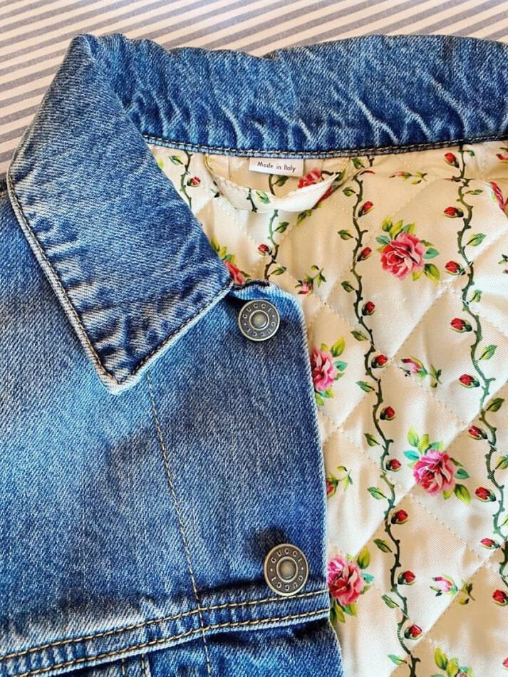 GUCCI XXV-25 NY YANKEES 502750 Denim Jacket Marble Stone Quilt