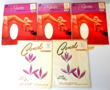 1D Nylon Women's Hoisery White 5 Packs Vintage New Stockings 10 8 1/2 Size
