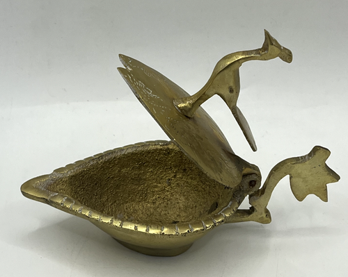 Vintage Brass Peacock Ashtray, 3.5" Tall x 5.5" Long 2.5" Wide Approx, Post 1940 - Picture 2 of 19