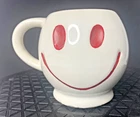 VTG 1970s McCoy Pottery USA Smiley Face White with Red Eyes and Mouth Coffee Mug