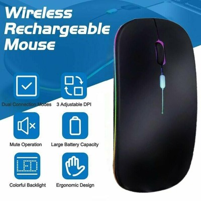 2.4GHz Bluetooth Wireless Optical Mouse USB Rechargeable Laptop For PC Mice L6N3
