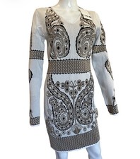 CIEN Bodycon Knit Dress Women’s Large Gold Beige Long Sleeves V Neck Party Forma