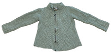 Iris Crafts Irish Green Merino Wool Full Zip Cardigan Sweater Youth Kids Medium