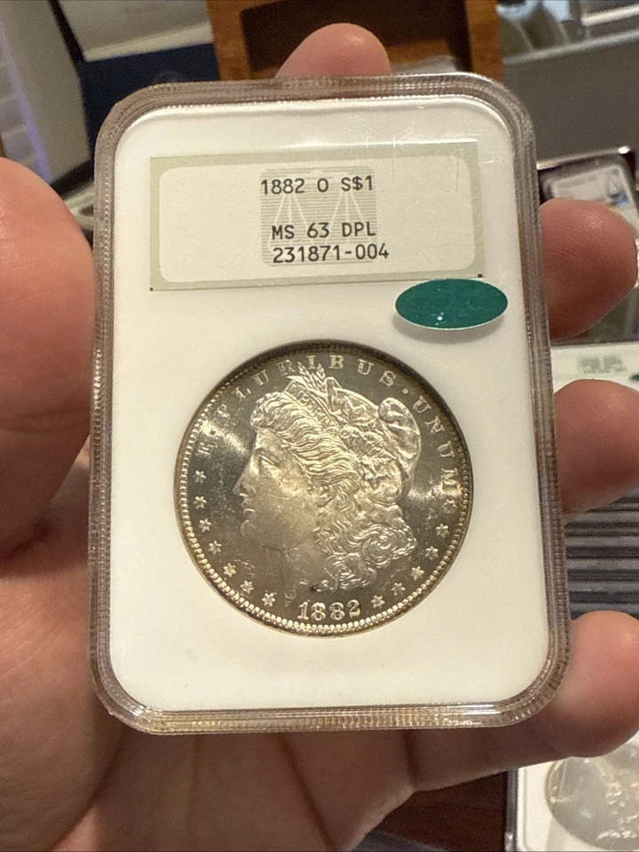 1882-O NGC CAC MS63DMPL Morgan Silver Dollar PQ Great Cameo Vintage Slab! - Image 2 of 4