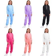 Kids Girls Bodysuit Overalls Rompers Hooded Jumpsuit One Piece Outfits Party