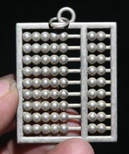 Colgante marco de conteo de ábaco hueco Feng Shui plata Miao antigua de 2"