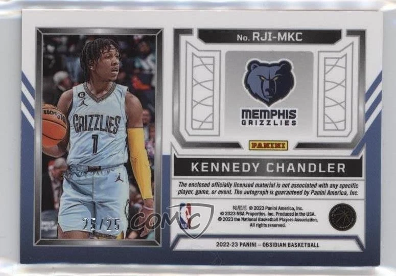 2022 Obsidian Rookie Jersey Ink Electric Etch Green /25 Kennedy Chandler Auto RC - Image 2 of 2