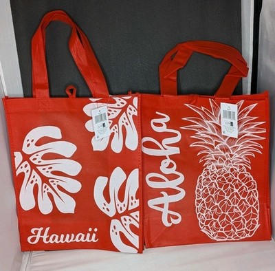2 bags Target Aloha Pineapple, Hawaii Reusable Shopping Tote special edition red