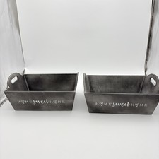 Gray Rectangular Wood Storage Baskets Set Of 2 Home Sweet Home Farmhouse Decor