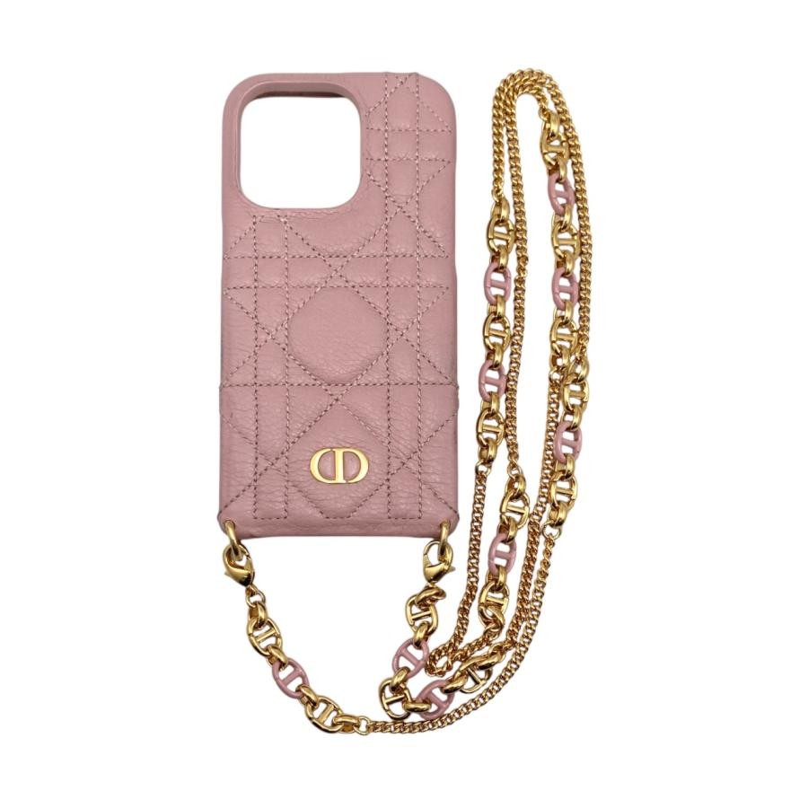 Christian Dior - ChristianDior iPhoneケース　14pro Christian Dior iPhone 14 Pro Case Cannage Logo Chain Pink