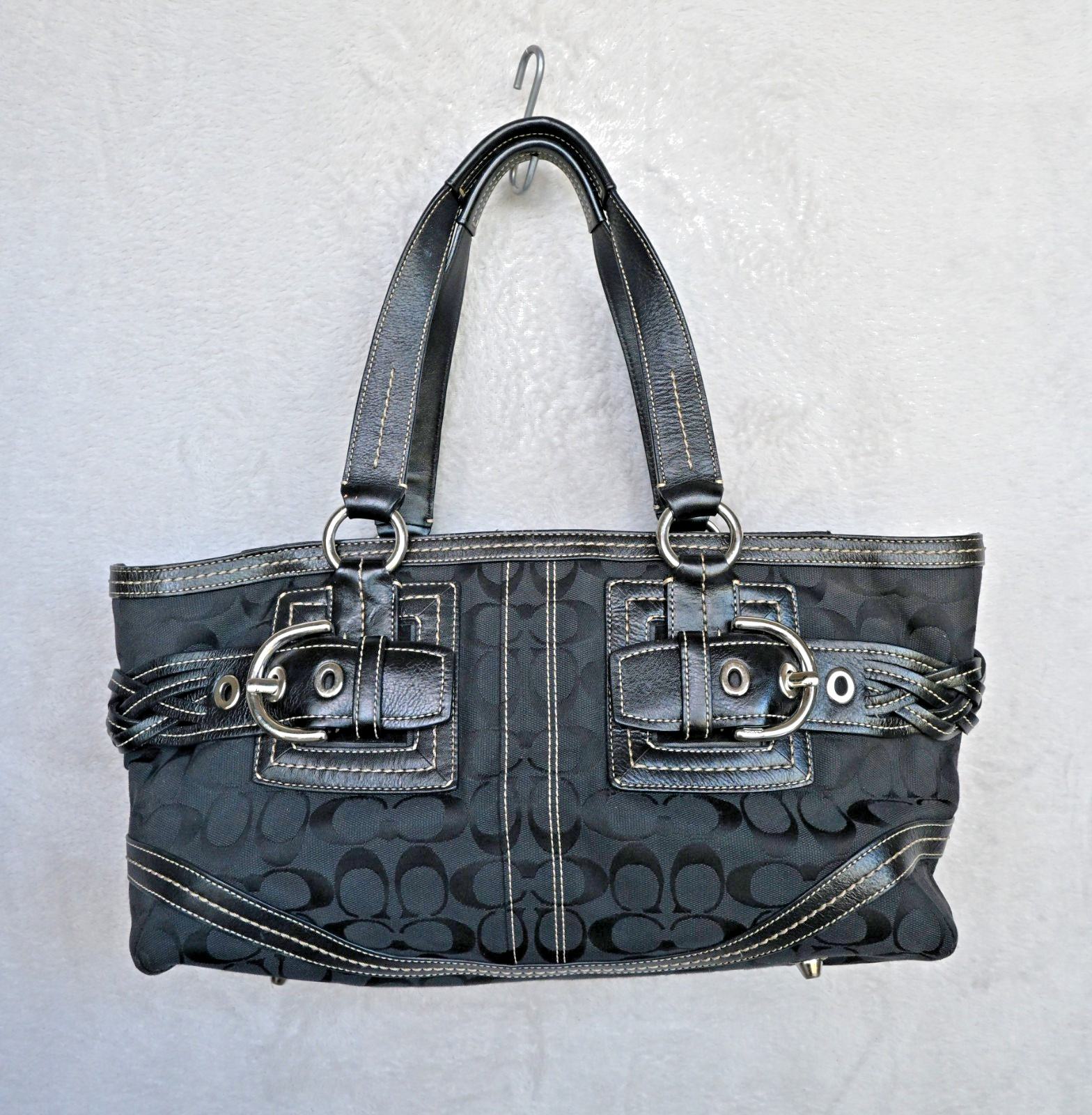 COACH Vintage Y2K Soho 05089 Black Signature Jacquard Satchel Tote EUC
