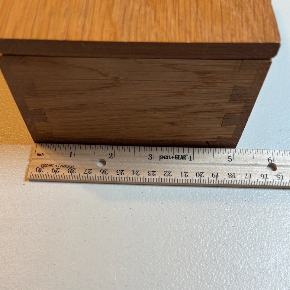 Wooden Storage Box Dovetail Joint Handcrafted Natural Wood Organizer Decorative - Image 4 of 4