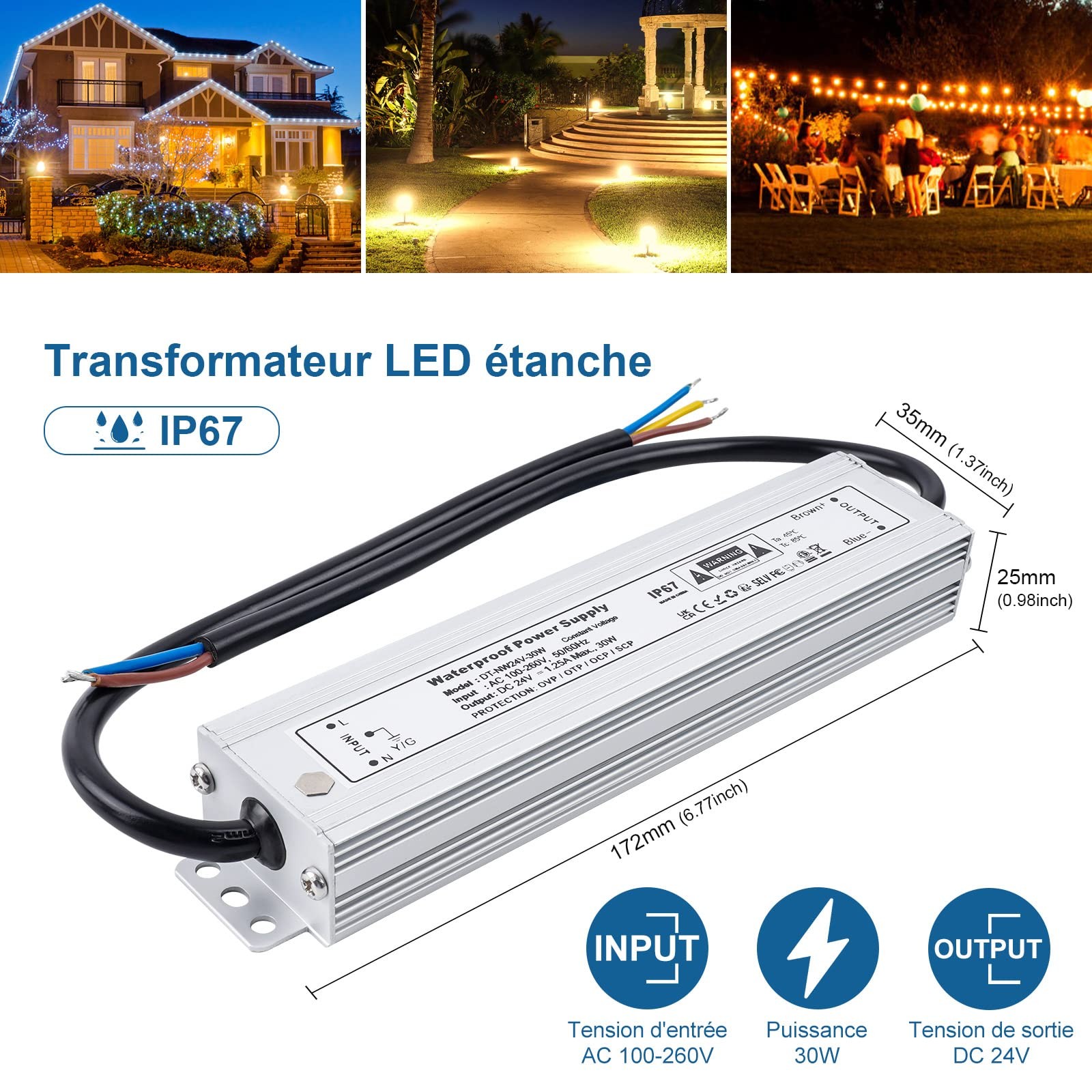 Switching driver 220V 24V DC étanche IP67 haute protection