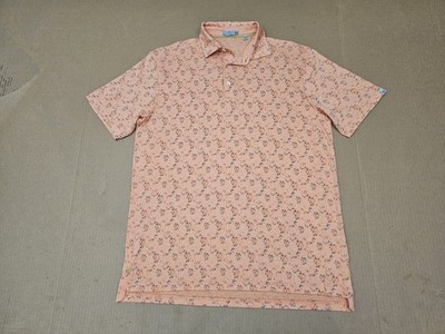 Tasc Performance Cloud Polo Shirt Golf Short Sleeve Orange Droplets Men s Medium