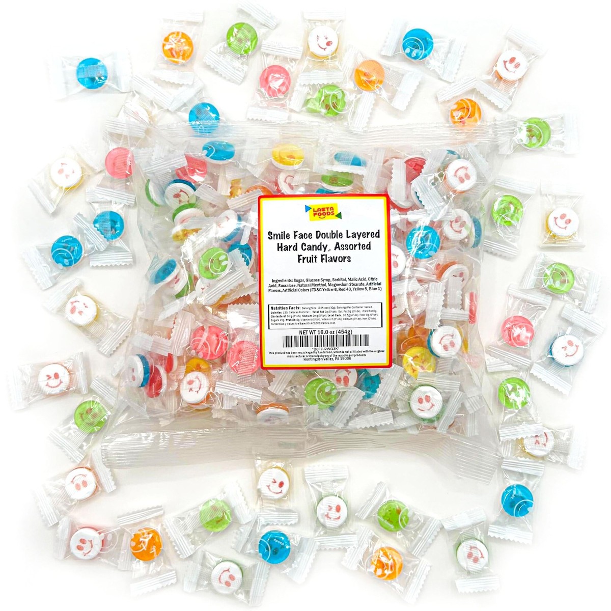 Smiley Face Hard Candy 1 lb 150 Count Assorted Fruit Flavors Party