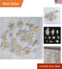 Versatile Beige Embroidery Lace Flower Appliques - 10 Pieces for Decoration