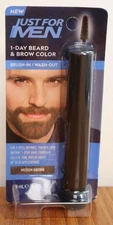 Just For Men MEDIUM BROWN Brush In Wash Out Beard Hair Brow Color Gray Coverage