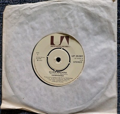 VINTAGE VINYL SCHALLPLATTE - SILVER MACHINE von HAWKWIND - 7 ZOLL 45 U/min