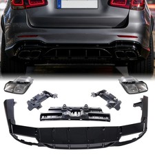 f&uuml;r Mercedes GLC X253 Heckdiffusor Auspuffblende SCHWARZ Sport Look Nightpaket