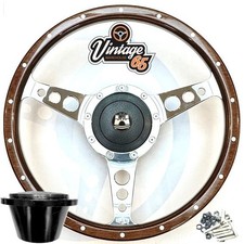 Vw Transporter T3 T25 Camper 14" Polished Wood Rim Steering Wheel & Boss Upgrade