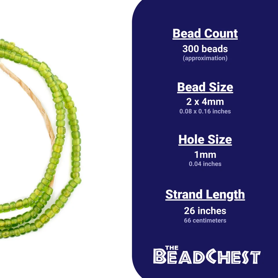 Vintage Lime Green Seed Beads 3mm Ghana African Glass 26 Inch Strand Handmade - Image 4 of 4