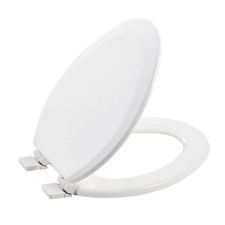 Wood Toilet Seat, Slow Close, High Gloss Finish, Premium Elongated, White