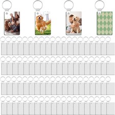 150 Pieces Sublimation Keychain Blanks Rectangle Double Side Heat Transfer Blank