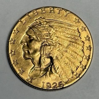 AU/MS 1926 Indian Head Gold Quarter Eagle (All Original!) U.S. $2.50 Type Coin