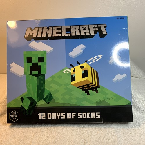 MINECRAFT EARTH SOCKS - 12 DAYS OF SOCKS Unisex Boy Girl SHOE SIZE 10 to 4 - NIB - Picture 2 of 15