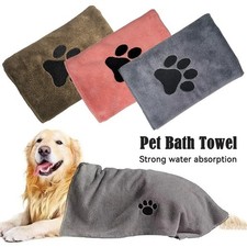 Super Absorbent Microfiber Pet Bath Towel Quick Dry Dog Cat Grooming Cloth UK