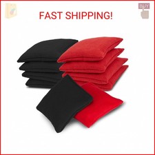 8 PCS Cornhole Bags - Bean Bags for Cornhole, 4 Black and 4 Red, Each Weighs 1.6