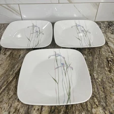 3 Vintage Corelle Shadow Iris 9" Square Luncheon Plates 🇺🇸