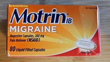 Motrin Migraine 200 MG 80 Liquid Caps ~ EXP 1/2026 Bulk Discount Deep Discount