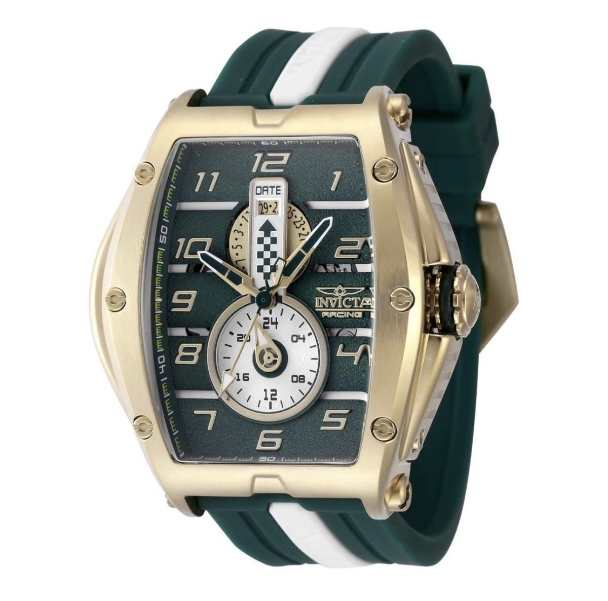 Invicta Racing Model 47387 Green & Gold Sports Watch From Japan 