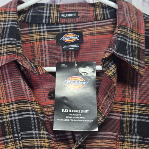 Camisa de franela flexible calce relajado Dickies para hombre talla mediana a cuadros absorbentes de humedad - Imagen 4 de 9
